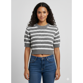 Blusa rayada crop top tejida