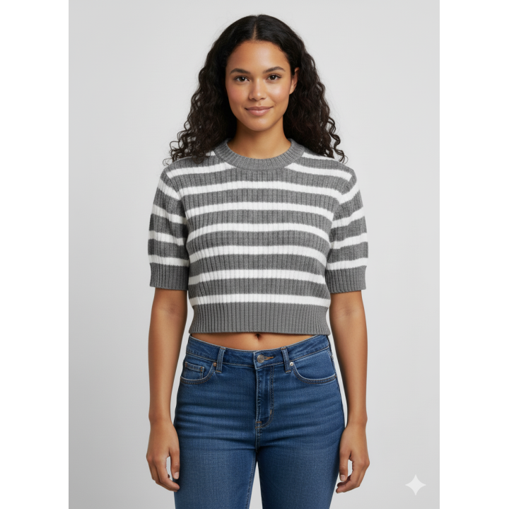 Blusa rayada crop top tejida