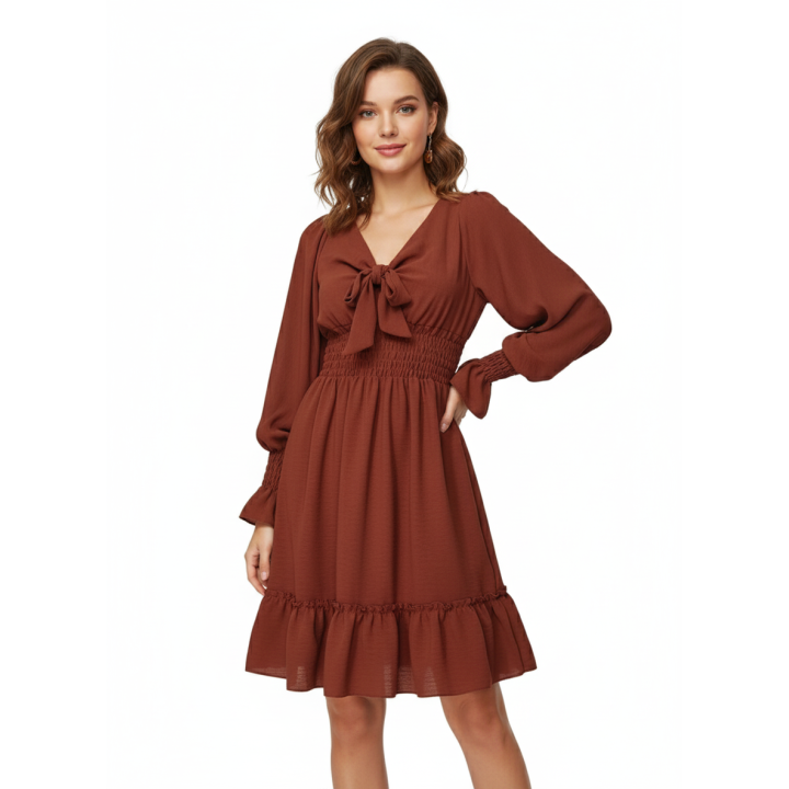 Vestido Cey Moño Manga Larga