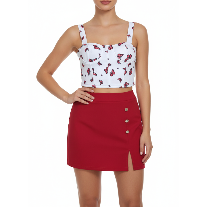 Conjunto mariposa Top Crop y Falda Short