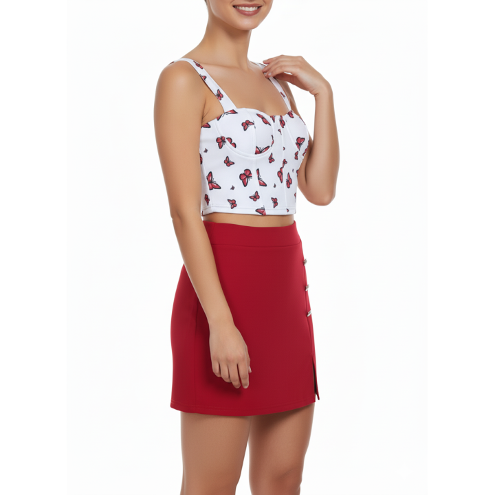 Conjunto mariposa Top Crop y Falda Short