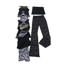 Conjunto Pantalon animal print y top negro