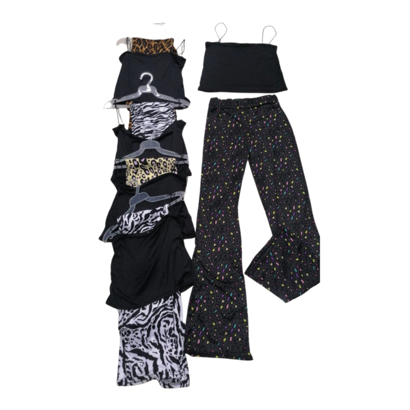 Conjunto Pantalon animal print y top negro